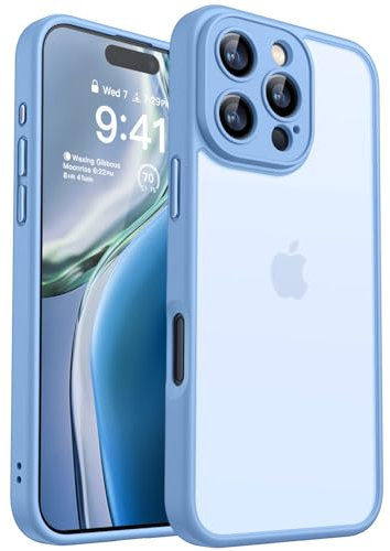 CANSHN Matte for iPhone 16 Pro Max Case, Upgraded [Full Camera Protection] [Translucent Matte] Shockproof Protective Phone Case for iPhone 16 Pro Max 6.9 - Light Blue