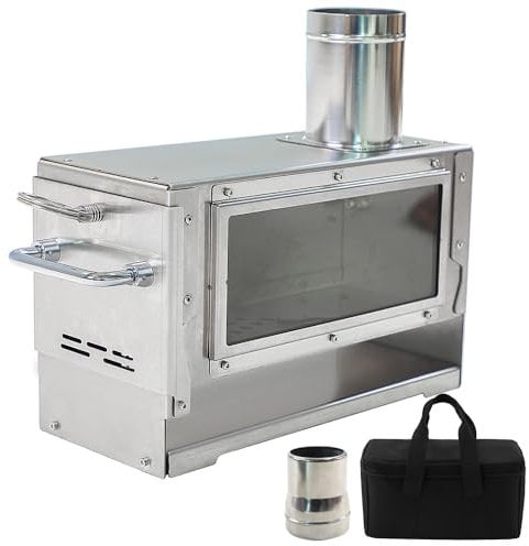 doorslay Camping Holzofen, Tragbarer Holzofen mit Kaminrohren, Gartenofen, Zeltofen, Edelstahl Camping Zeltherd, für Garten, Camping, Outdoor, Zelt