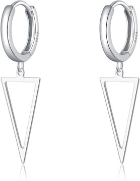 SLUYNZ 925 Sterling Silber Dreieck Creolen Ohrringe für Damen Creolen Ohrringe Ohrhänger Hängend Ohrringe (A-Silber)