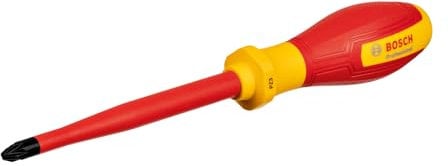 Bosch Professional tournevis VDE plat PZ3x125 (certifié jusqu'à 1 000 V, isolé avec un élastomère thermoplastique (TPE))