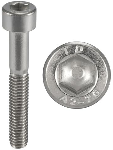 Schrauben Edelstahl M6 x 90 mm Zylinderkopf BTR Ø 6 x 90 mm | Schrauben M6 x 90 mm CHC mit Innensechskant (Inbusschlüssel) | Edelstahl A2-70 (V2A/304) | ISO 4762 / DIN 912: 50 Stück ProRaje