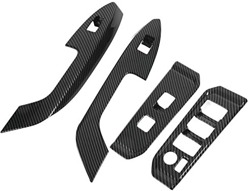 Kohlefaser-Stil, Fensterheber-Schalter-Abdeckungs-Set, Glas-Hebeknopf-Aufkleber für Land Cruiser LC300 2023 mit Klarer Textur, Hochwertig, Stilvolles Design, Farbabstimmung für