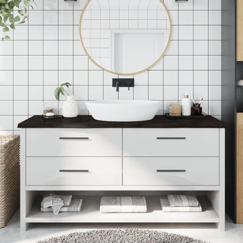Iiaky Encimera de baño encimera Cocina Madera encimera baño Madera encimera Madera Maciza Madera Maciza tratada Gris Oscuro 160x50x4 cm
