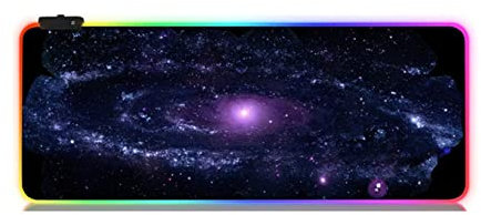 Tapis de souris LED Lecteur MAT XXL Computer Mousepad Carte du monde 80x30 90x40CM Couvercle de clavier de clavier de clavier MAUS Jeux de souris Tapis de souris gamer(RGB Purple Starry,900x400x4mm)