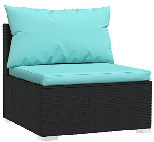 HETFTJN Balkon Eckbank Lounge Sofa Outdoor Sofas & Couches Outdoor Lounge - Garten-Mittelsofa mit Kissen Schwarz Poly Rattan für Garten Balkon Schwimmbad Terrasse