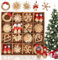 Zanfqvo 52 Stück Strohsterne Christbaumschmuck Set - Natürlicher Strohsterne Weihnachtsbaum Schmuck mit Feiner Kiste - Strohanhänger für Tannenbaumschmuck und Weihnachtsdekoration