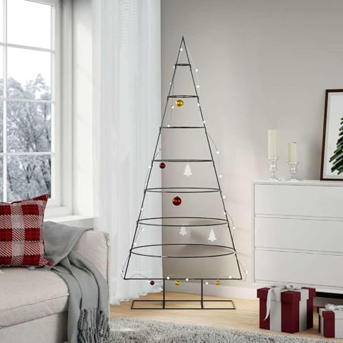 Gecheer Metall Weihnachtsbaum Deko Christbaum, Platzsparend DIY Dekoration, Weihnachtsschmuck Weihnachtsdeko, Schwarz 180 cm