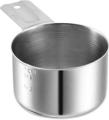 1 Cup Stainless Steel Measuring Cup 240 ml | 240 cc | 8 oz Rice Measuring Cup Metal Measuring Cup Kitchen Gadgets for Cooking Single Cup for Wet and Dry Ingredients for use as 1 Cup Dog Food Scoop
