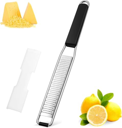 LEIBOCHAO Rappe a Fromage Manuelle, Zesteur Agrumes,Râpe à zesteur Premium, Classic Tranchant Acier Inoxydable, avec Protecteur, Moulin à légumes pour Fromage, Citron, Gingembre, Ail