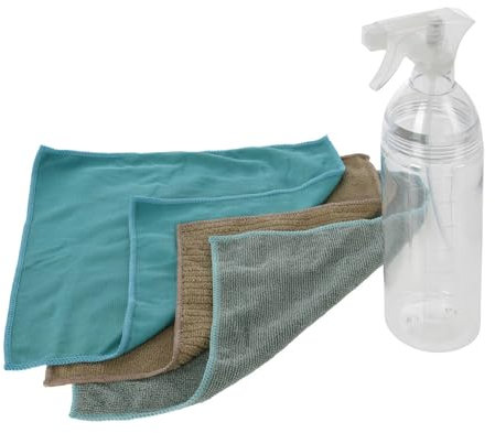 Well Home Sprühflasche, 750 ml, mit 3 Mikrofasertüchern, 30 x 30 cm