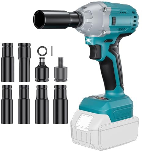 Powtree 700Nm 3-in-1 Akku Schlagschrauber Kompatibel für Makita 18V Lithium-Akku (keine Batterie), Bürstenloser Schlagschrauber mit 6 Stecknüsse und LED-Licht für Gerüstbau und Automobilmontage