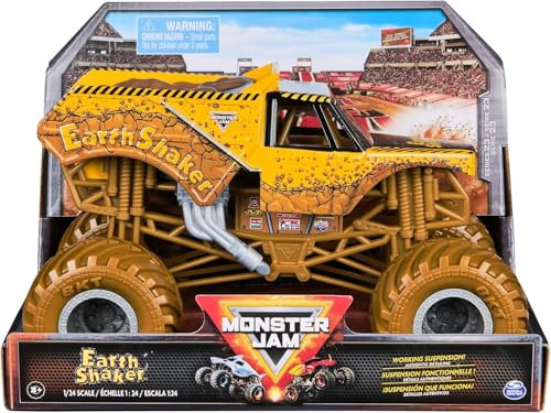 Monster Jam Series 23 Oversized Official Earth Shaker Monster Truck, Collector Die-Cast Vehicle, 1:24 Scale, Kids Toys for Boys Ages 3 and up