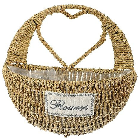 BEBEMOKO Pflanzkorb in Herzform, gewebter Hängekorb, langlebiges Stroh und Material, stilvoller Wand-Pflanzgefäß für Zuhause, Büro, Garten, Dekoration, modernes Design für den Einsatz