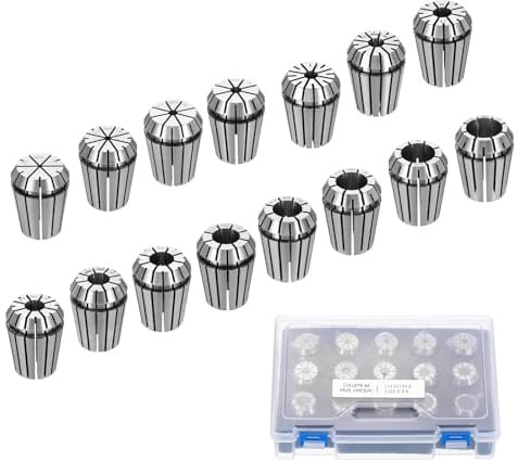 sourcing map Mandrino a molla ER25 2 mm-16 mm 65 Mn Pinze di precisione in acciaio per fresatura CNC incisione tornio strumento 15pcs
