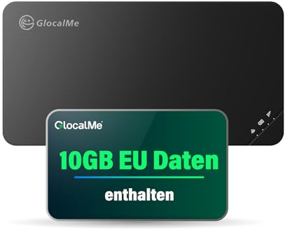 GlocalMe U3 4G Mobiler WLAN Router, Keine SIM-Karte nötig, MiFi Hotspot mit 10GB Europa Daten, Verfügbar in über 200 Ländern, tragbares WLAN für unterwegs ohne vertrag