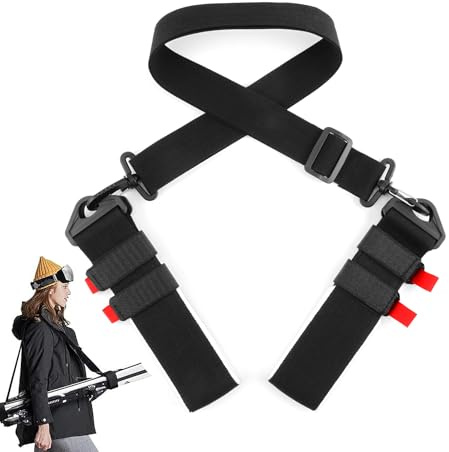 YUGUOLAN Tragegurt für Ski, Ski Carry Strap, Ski Tragegurt Kinder, für Einfaches Tragen Vonski Und Stöcken, Langlebig Und Komfortabel(Schwarz)