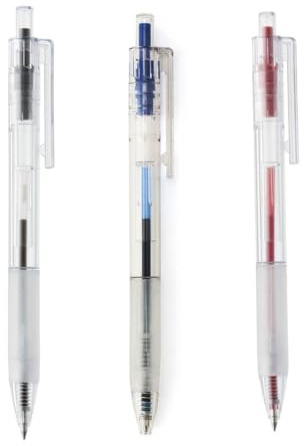 MUJI Kugelschreiber aus Polycarbonat, 0,5 mm Spitze, 3 Stück, Schwarz/Blau/Rot