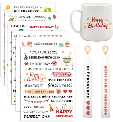 LAKPYN 6 psc DIY kerzen gestalten kerzentattoos Birthday Candle Film A5 Candle Tattoo Water Slide Film Candles Candle Sticker for Candle Cup DIY Gift Happy Birthday Candles Decorating Goldmodell