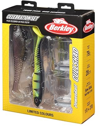 Berkley Soft Glide Angelköder-Geschenkset | 2X Cullshad Softbait-Köder 20 cm | PowerBait®-Geschmack | Raubfischangeln | Berkley Swigs for Bigs Celebration Set, Varied