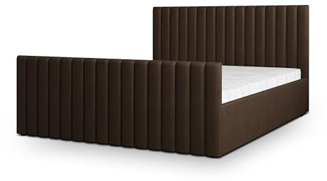 Masseno Polsterbett CANOVA K 120x200 cm, Doppelbett, Bettkasten, Stauraum, Lattenrost Und Kopfteil - Braun, Kronos 06