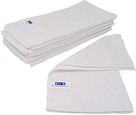 SBS Microfasertücher 10 Stück | 30 x 30 cm | waschbar | weiß | für Haushalt, Auto Motorrad etc. | Putztücher | Poliertücher | Haushaltstücher