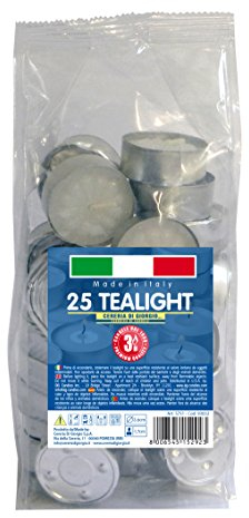 Cereria di Giorgio Candele tealight Diametro 3,6 cm Altezza 1,7 cm-25 Pezzi-Durata 3 Ore, Cera di paraffina, Bianco, 3.6 cm, unità