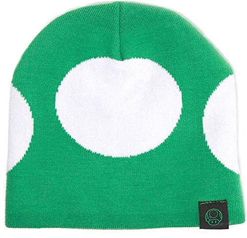 Nintendo KC180212NTN - Super Mario Bros. Green Mushroom Cuffless Beanie, Green/White (KC180212NTN)