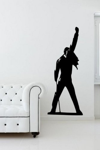 Adesivo murale per la casa. Freddie Mercury. Wall Sticker Adesivo4You (Nero, Large 60x150 cm.)
