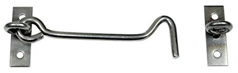 SN-TEC Edelstahl Sturmhaken/Lukenhaken/Überwurf rostfrei A2, mit Ösen auf Platte, Länge: 120mm (Mengenauswahl möglich) (5)