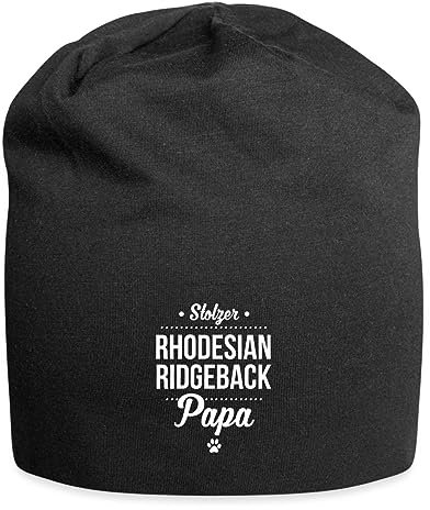 Spreadshirt Stolzer Rhodesian Ridgeback Papa Herrchen Jersey-Beanie, One Size, Schwarz