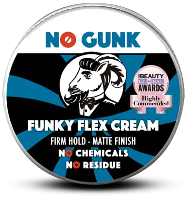 NO GUNK 100% Natürliche Haarstyling-Creme für Männer – Fester Halt – Mattes Finish – Natürliche und organische Inhaltsstoffe – Funky Flex Creme (Unparfümiert, 50g)