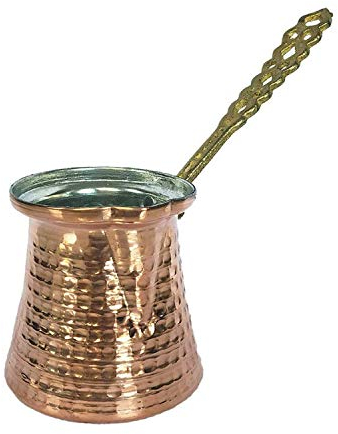 Turkish Coffee Pot, Premium Quality Handmade Medium Copper Turkish Coffee Maker, Cezve, Arabic Coffee Pot, Greek Coffee Pot, Hammered Copper Cezve Copper Coffee Pot, Butter Pot (350 ml - 5/6 Cups)