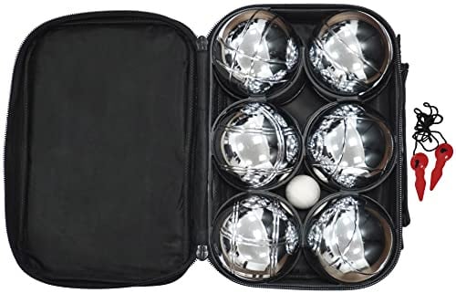 HOME It® Petanque Set | Outdoor Spiele für Erwachsene | 6x Petanque Kugel (73mm, 720g) mit Holz-Gris, Maßband & Tragetasche | Perfekt für Garten, Strand & Turniere