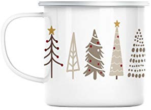 Mug en Métal Emaillé Sapins de Noel Hiver Cadeau Père Noel
