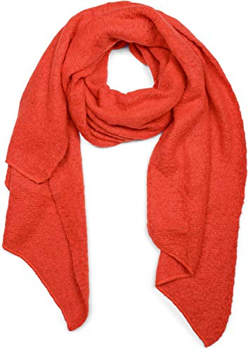 styleBREAKER Damen weicher unifarbener Web Schal in asymmetrischer Form, Winter, Stola 01017118, Farbe:Blutorange