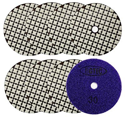 BGTEC 100mm Set di Tamponi Diamantati a Secco 8 pezzi #30 Kit di Tamponi per Granito, Marmo, Pietra, Quarzo, Piastrelle, Bordi del Pavimento in Cemento, Lucidatura del Controsoffitto
