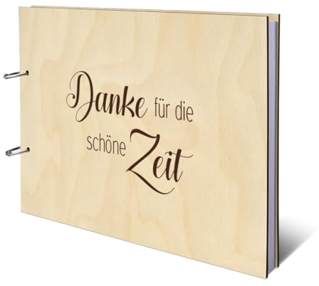 Gästebuch Abschiedsgeschenk für Kollegen Birkensperrholz Cover Ringbuch 72 Blätter | 144 Seiten DIN A4 quer - Danke für die Zeit