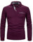 APAELEA Poloshirt Herren Langarm Baumwolle Golf T-Shirt Casual Tops,Weinrot,XL
