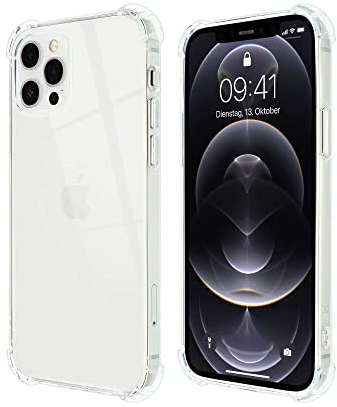 Artwizz Protection Clear Case kompatibel mit iPhone 12/12 Pro (6.1') - Dünne Schutzhülle aus Stoßabsorbierenden TPU mit Extra Luftgepolsterten Airbag Ecken - Transparent
