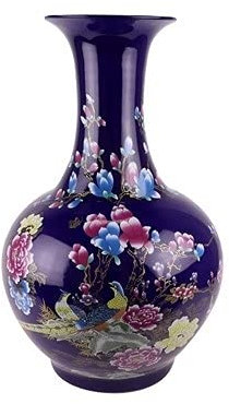 Fine Asianliving Vase Chinois Porcelaine Fleurs Marines D37xH58cm Chinois Vase avec Couvercle Asiatique Jingdezhen Mandarin Décorative