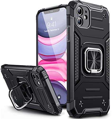 Vakoo for iPhone 11 Case, Shockproof Heavy Duty Phone Case with Kickstand for iPhone 11 Cover - Black