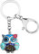 Porte-clés Hibou en Alliage émaillé Fleur Anime Porte-clés Oiseau Bijoux de Mode pour Femme Fille Charme Cadeau (Bleu)