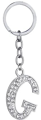 BCughia Schlusselanheger Cool, Schlusselanheger Retro Rostfreier Stahl Schlüsselanhänge Buchstabe G mit Cubic Zirkonia für Erntedank
