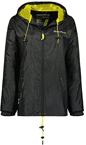 Geographical Norway Boat Lady - Veste Coupe Vent Femme Outdoor - Blouson Imperméable Manches Longues Femmes - Manteau Tactique Résistant Pluie (Noir M Taille 2)