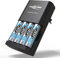 ANSMANN Chargeur pour Piles Powerline 4 Smart (1 PCE) + 4 Piles HR6 2850mAh – Chargeur Automatique pour 1 à 4 Piles HR6/HR03 – Station de Charge avec Mode réparation & détection des accus défectueux