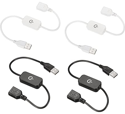 sourcing map 4 Stück LED Berühren Inline Dimmer 5V 3A USB Kabel Taktschalter Controller für Einfarbige Leuchtdioden Streifenlicht Schwarz Weiß