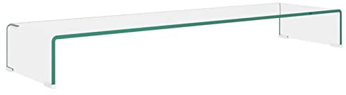 Gecheer TV Tisch Bildschirmerhöhung Monitor Glasaufsatz Aufsatz Monitorerhöhung Fernseh Podest Monitoraufsatz Erhöhung Glas Transparent 110x30x13 cm