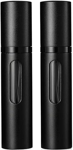 Perfume Atomiser Refillable Perfume Bottle for Travel, Leaking Proof Mini Empty Perfume Spray Bottle for Women and Men, 8ml - Matte Black & Matte Black