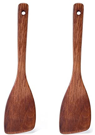 Espátulas de Madera para Cocinar, Antiadherentes, Planas, Utensilios de Cocina para Ollas y Sartenes, 33 x 8 cm, 2 Piezas