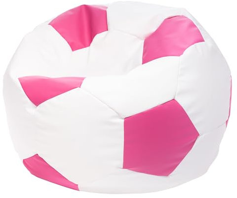 Ecopuf Football Sack L - Spielkissen aus Kunstleder - Ideal für Fußballfans, Kinder - Sitzsack Wohnzimmer - Sitzpouf Samt - Gaming Stuhl Pouf Sack - 90x55cm, Rosa E5